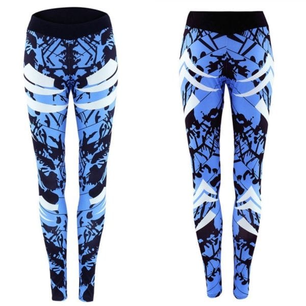 Leggings de gym moulants imprimés bleu foncé – Image 4