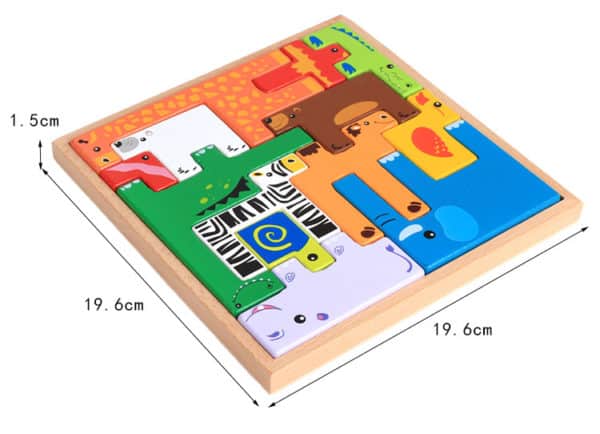 Jouets en bois pour bébés de haute qualité Blocs de construction 3D Blocs de construction animaux Blocs à empiler Bois de hêtre Cadeau de Noël créatif pour enfants Anniversaire – Image 4