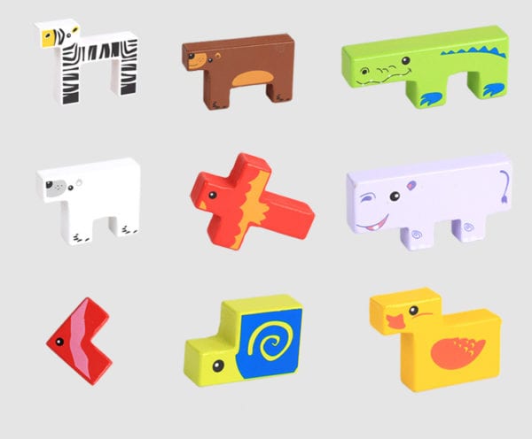 Jouets en bois pour bébés de haute qualité Blocs de construction 3D Blocs de construction animaux Blocs à empiler Bois de hêtre Cadeau de Noël créatif pour enfants Anniversaire – Image 3