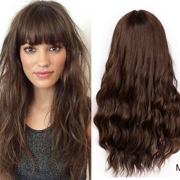 Perruque cheveux longs de couleur unie