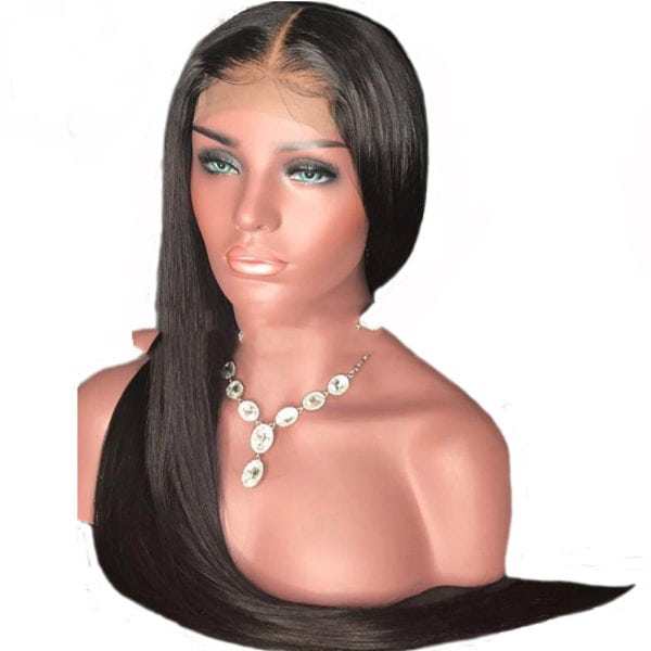 Perruque mi-longue à cheveux droits noirs – Image 4