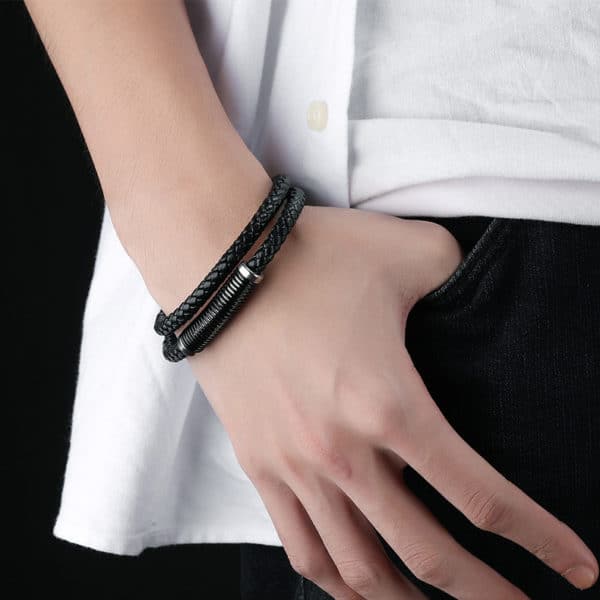 Vieux bracelet double en cuir – Image 5