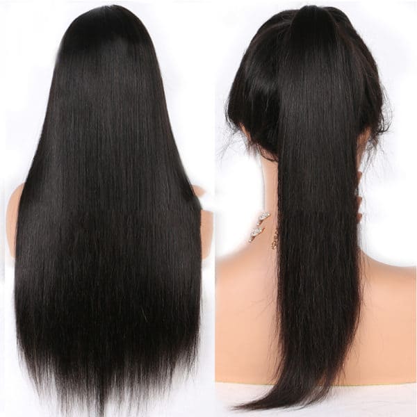 Perruque mi-longue à cheveux droits noirs – Image 2
