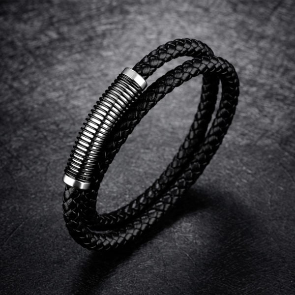 Vieux bracelet double en cuir