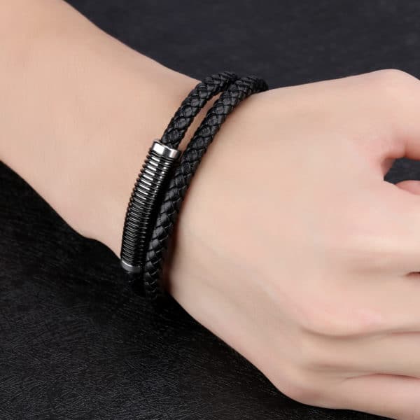 Vieux bracelet double en cuir – Image 4