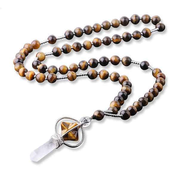 Collier de pierres naturelles en forme de colonne