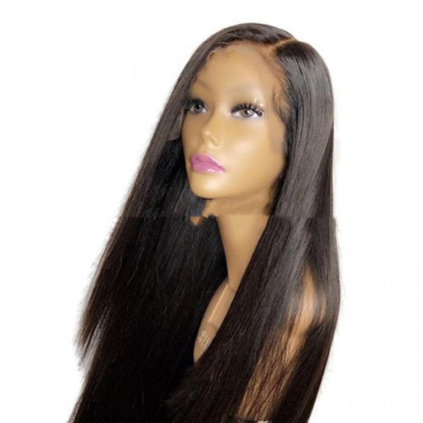 Perruque mi-longue à cheveux droits noirs – Image 3