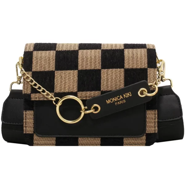 Mini sacs à bandoulière à rabat en tissu damier pour femmes, sac à main design de marque de luxe, sacs à main initiés simples – Image 2